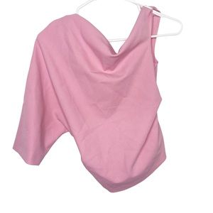 ZARA Women's Asymmetric Drop Shoulder Top Pink XS NEW g